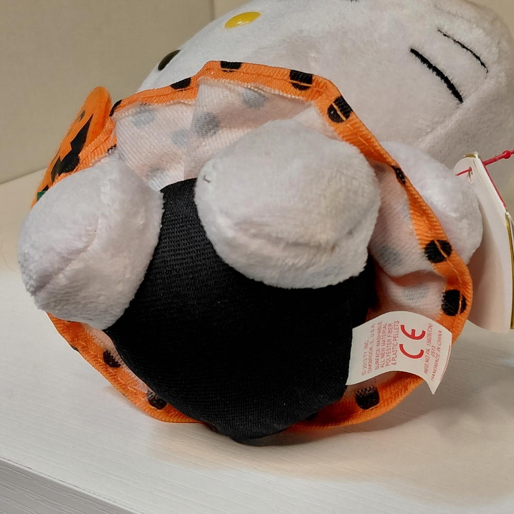 Ty Hello Kitty Plush Orange Polka Dress, Metallic Bow by Beanie Babies Company - Picture 6 of 13